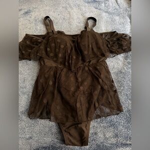 Elegant Black Off-Shoulder Women Swim One Piece NWOT